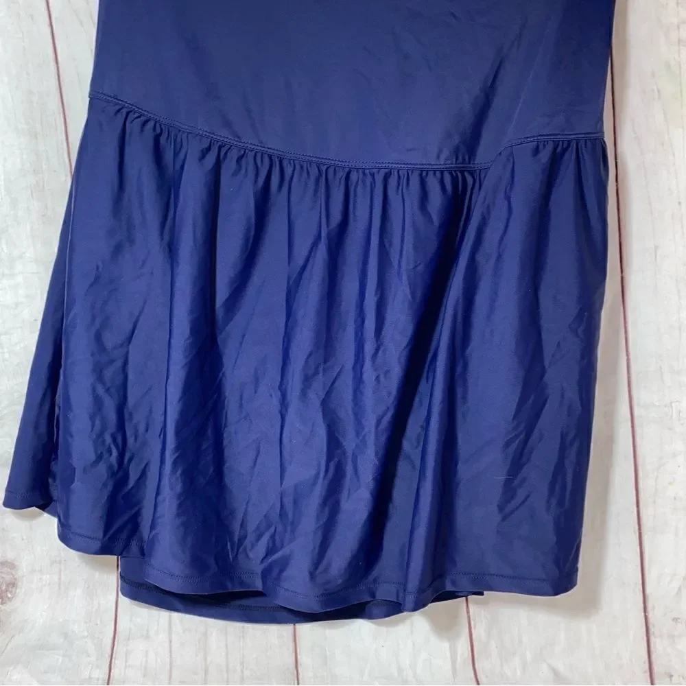 NEW! Island Escape Plus Size Tummy-Control Swim Skirt Navy Size 22W